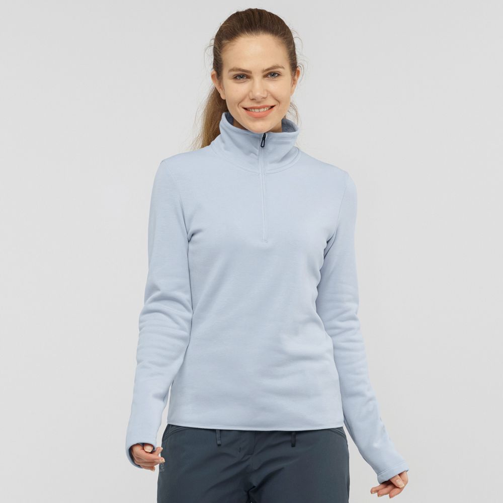 Salomon Singapore Womens Midlayers - WARM AMBITION HALF ZIP W Blue | 90813-GTHO